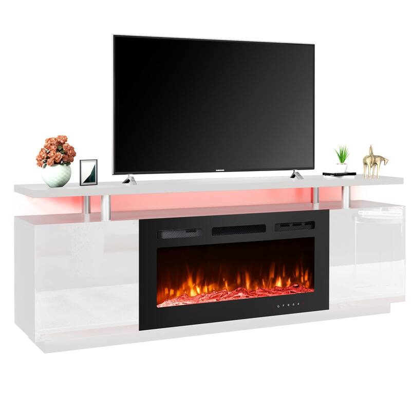 36'' Electric Fireplace TV Stand, Entertainment Center & TV Console for TVs up to 80'', Modern Fireplace Heater for Living Room