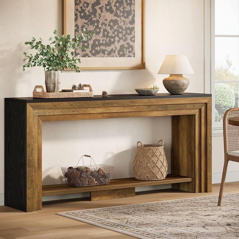 70.9-Inch Long Console Table, Farmhouse Sofa Table with Storage for Living Room, Entryway
