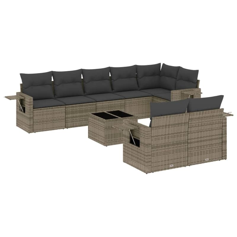 vidaXL Patio Sofa Set with Cushions Outdoor Conversation Furniture Poly Rattan