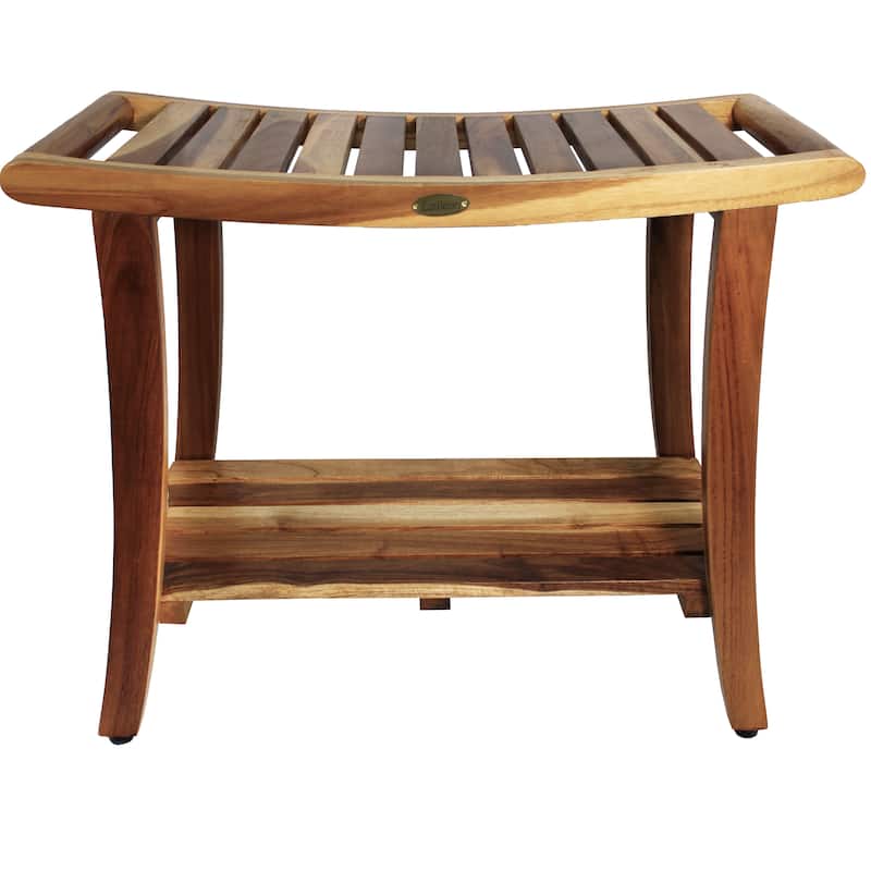 EcoDecors Harmony EarthyTeak 30" Teak Wood Shower Bench - 30 W x 24 T x 14 D