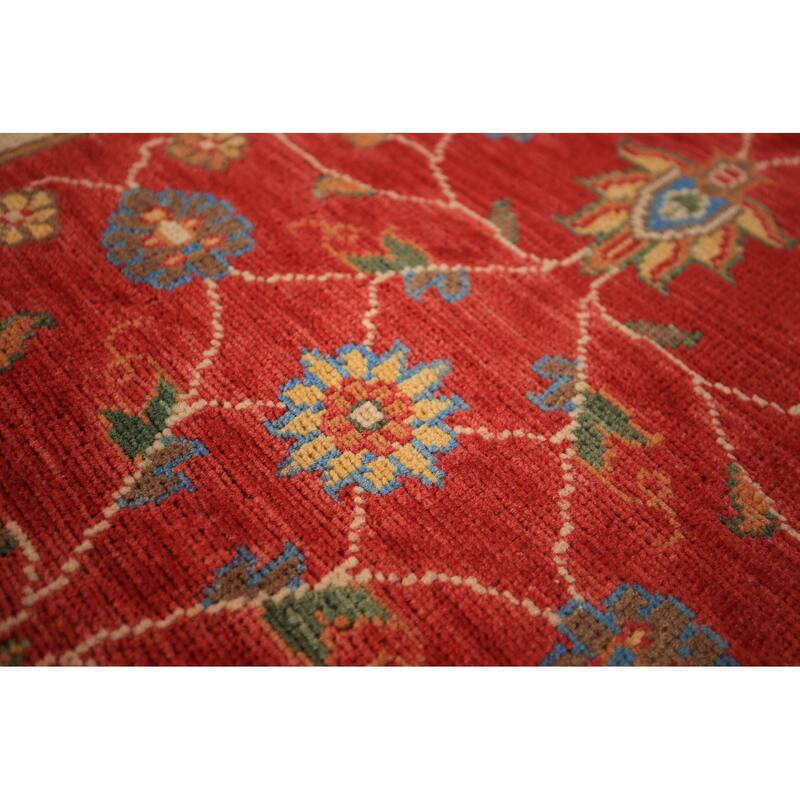 Floral Kazak Oriental Foyer Rug Hand-Knotted Red Wool Carpet - 2'0" x 3'0"
