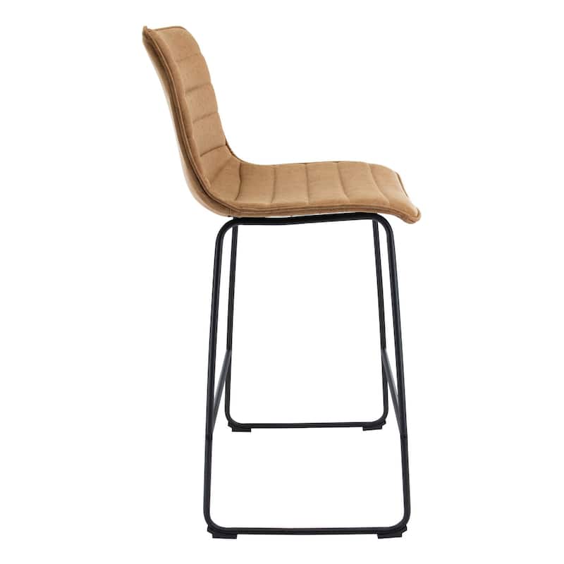 LeisureMod 29.9" Bar Stool w/ Black Iron Base & Footrest - Light Brown - 21"Dx19"Wx43"H
