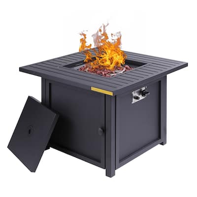 28" Gas Fire Pit Table 50,000 BTU Square Outdoor Gas Firepits