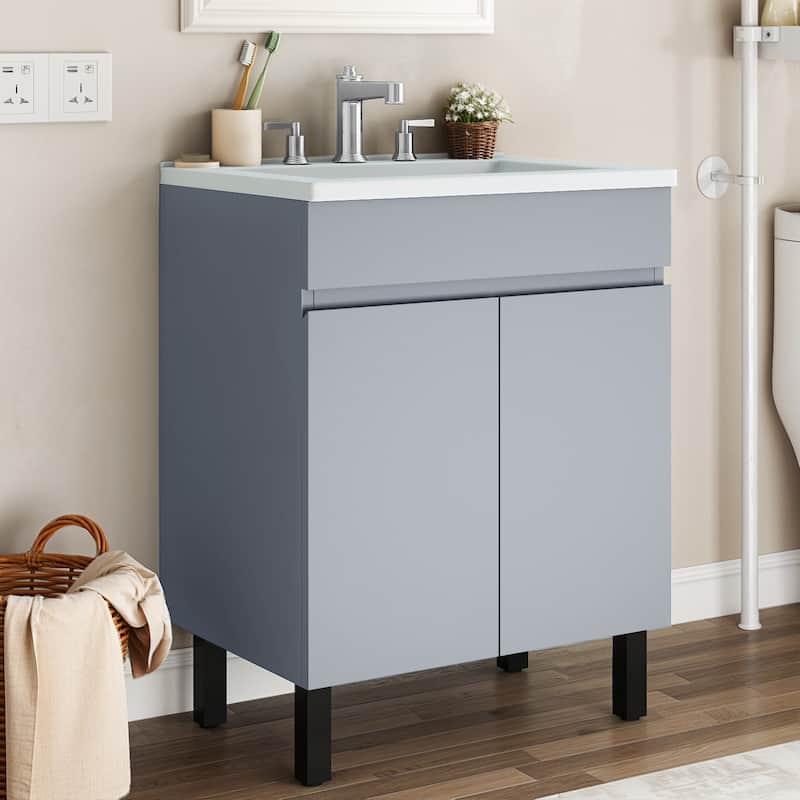 Moasis 24 Inch Bathroom Vanity with Undermount Sink and Soft Close Door Modern Design - Grey