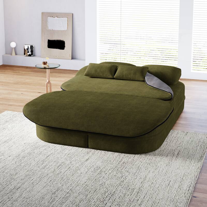 GDFStudio - Willoughby Chenille Foldable Sleeper Sofa Bed with Multi Functional Blanket