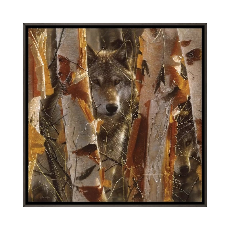 iCanvas "Wolf Guardian, Square" by Collin Bogle Framed - 18x18 - Charcoal