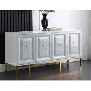 Best Master Furniture  65 Inch Lacquer Contemporary 4 Door Sideboard with Drawer (White)