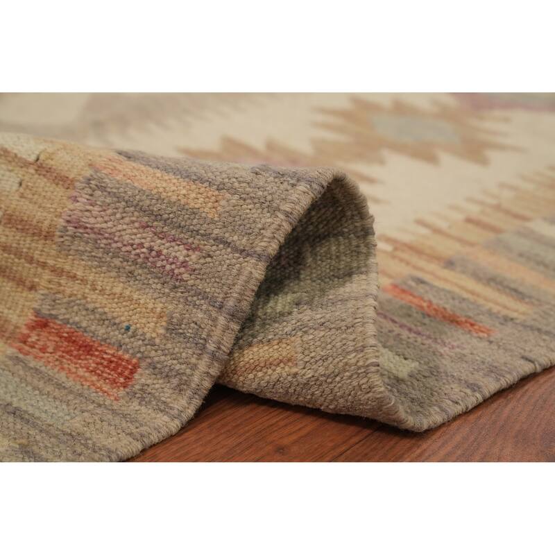 Hand Woven Oriental 100% Wool Carpet Southwestern Tribal Purples Kilim Area Rug - 9' 11'' X 6' 8''