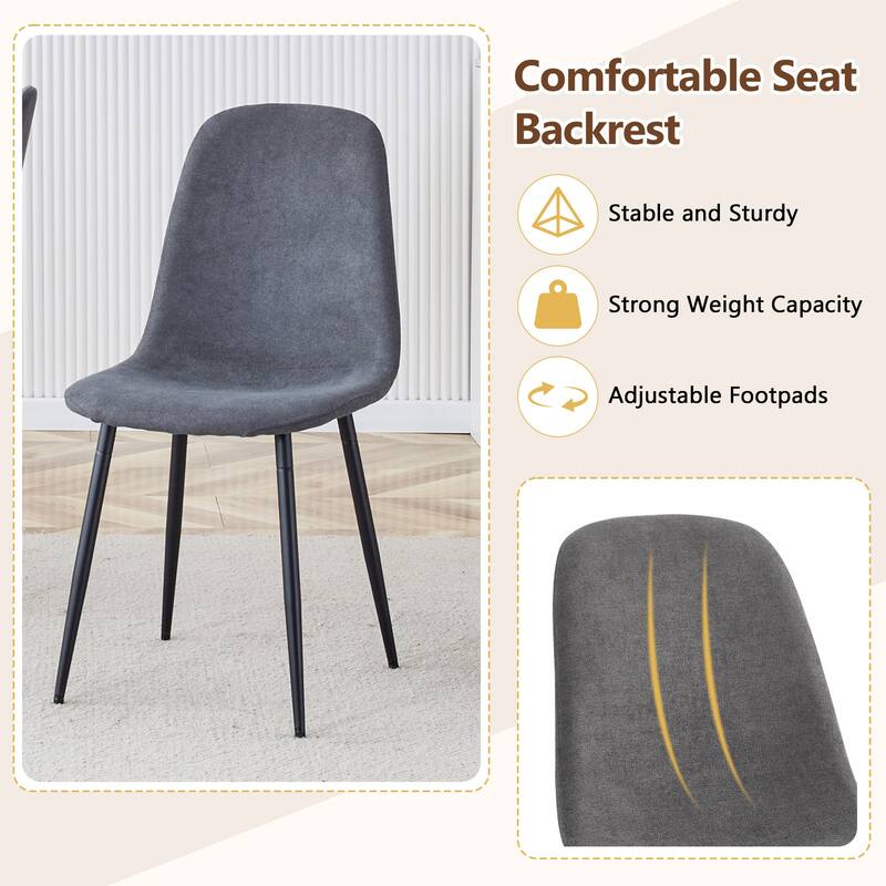 9-Piece Modern Dining Table Set, 71x35.4 Inch Wood Grain Table & 8 Linen-Cotton Dining Chairs