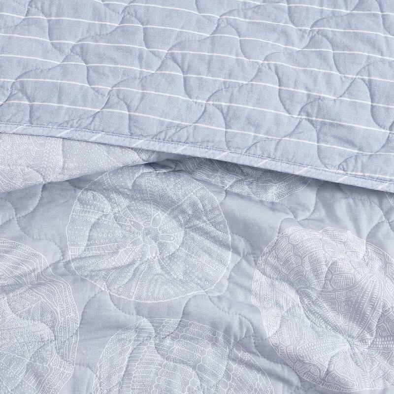 Tommy Bahama Ocean Island Blue Cotton Reversible Quilt Set