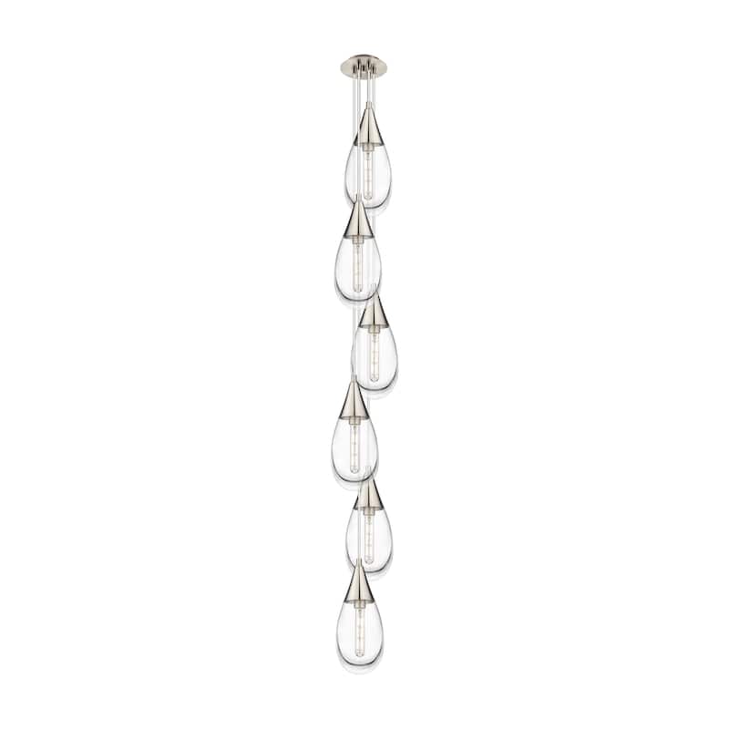 Innovations Lighting Milan - 6 Light 4" Cord Hung Multi Pendant - 6" Canopy - Clear/Brushed Satin Nickel