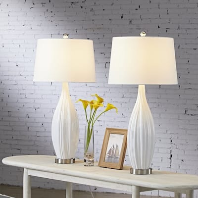 31" Standard White Porcelain Table Lamp Set (Set Of 2) (Set of 2)