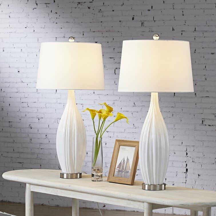 31" Standard White Porcelain Table Lamp Set (Set Of 2) (Set of 2)