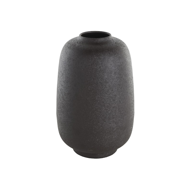 Metal Textured Rounded Decorative Vase - Black - Roche River Decor