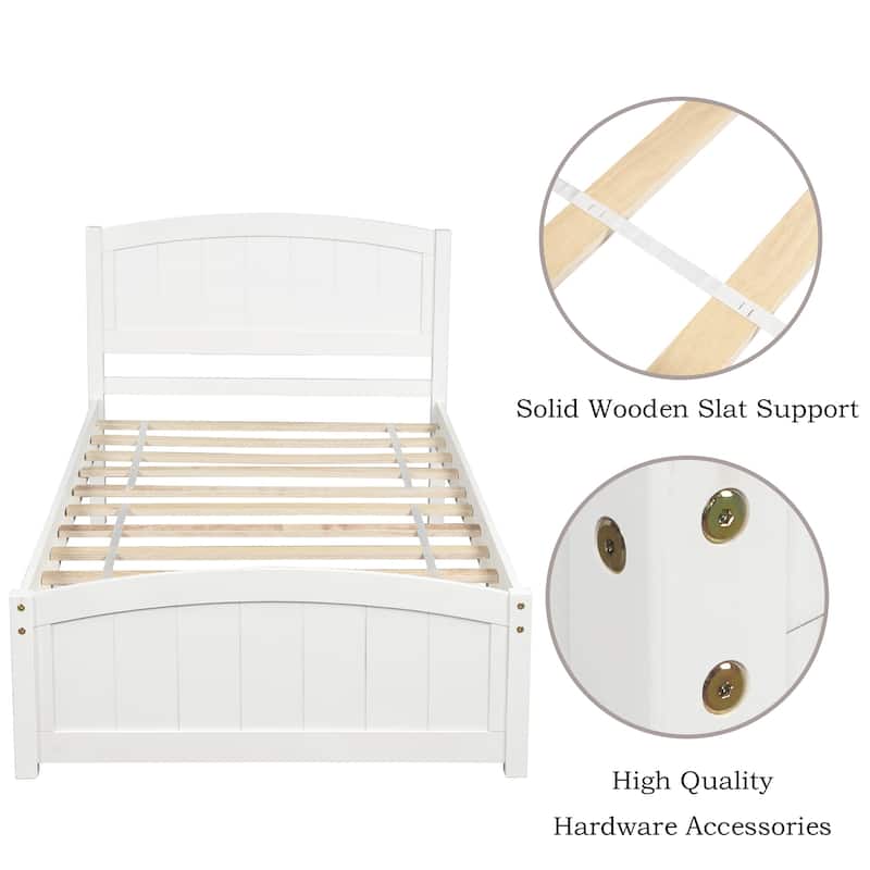 Wood Platform Bed with Headboard, Footboard