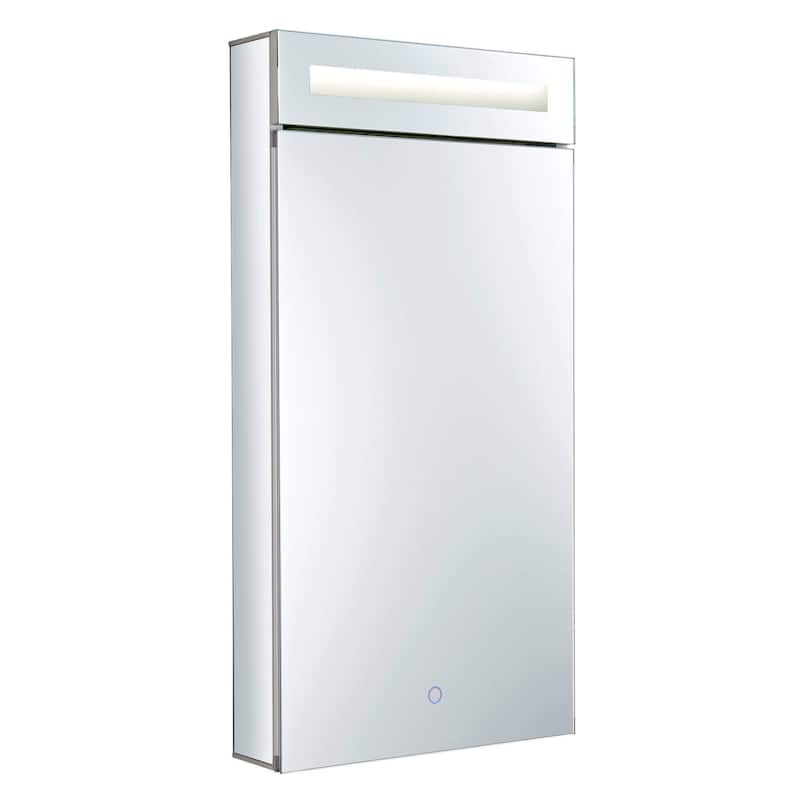 Bathroom Medicine Cabinet, Aluminum, Recessed/Surface Mount, Mirrored Interior w/LED - 15 x 30 - Right Hand