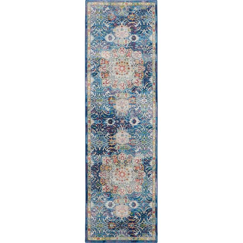 Hixem Power Loomed Distressed Abstract Floral Traditional Non Skid Area Rug By HomeRoots - 72' X '24' X '0.5