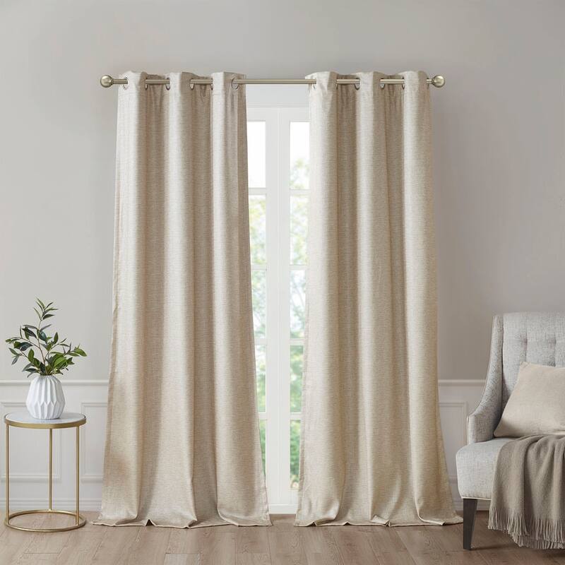 Tonal Printed Faux Silk Total Blackout Curtain Panel