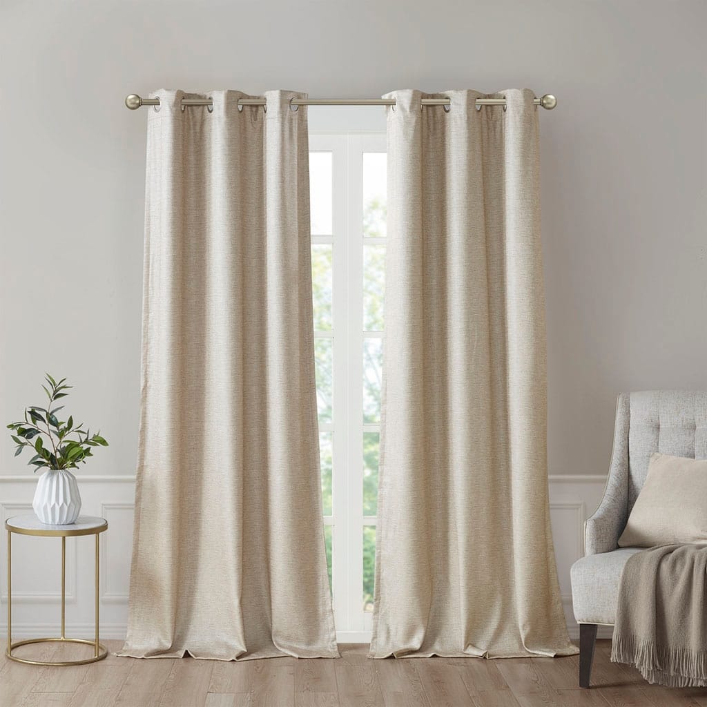 Tonal Printed Faux Silk Total Blackout Curtain Panel
