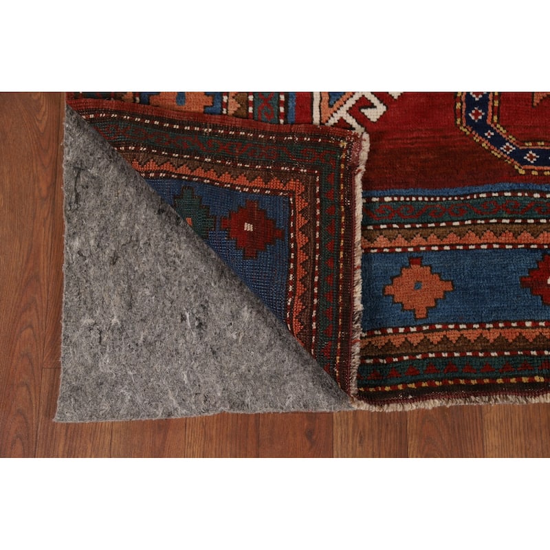 Vegetable Dye Shirvan Antique Area Rug Hand-Knotted Wool Carpet - 3'10" x 6'9"