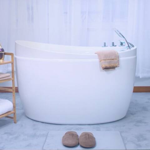 Japanese Style 48" X 31" Acrylic Flatbottom Deep Soaking Freestanding Air Bath Bathtub With 48 Air Jets - Tub Filler