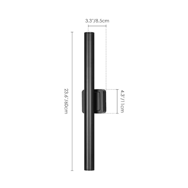 2-Light Modern Black Linear Cylinder Integrated LED Outdoor Wall Sconce Waterproof IP54 Outside Light Fixtures for House