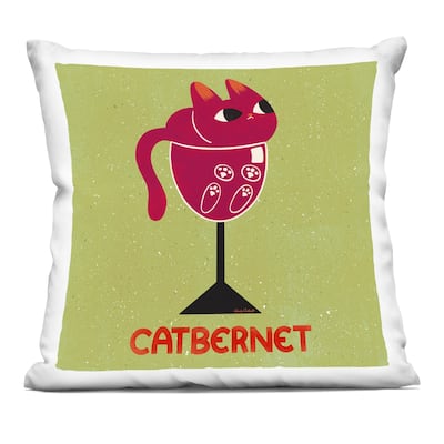 Stupell Catbernet Cat Wine Decorative Printed Throw Pillow Design by Carrie Cantwell