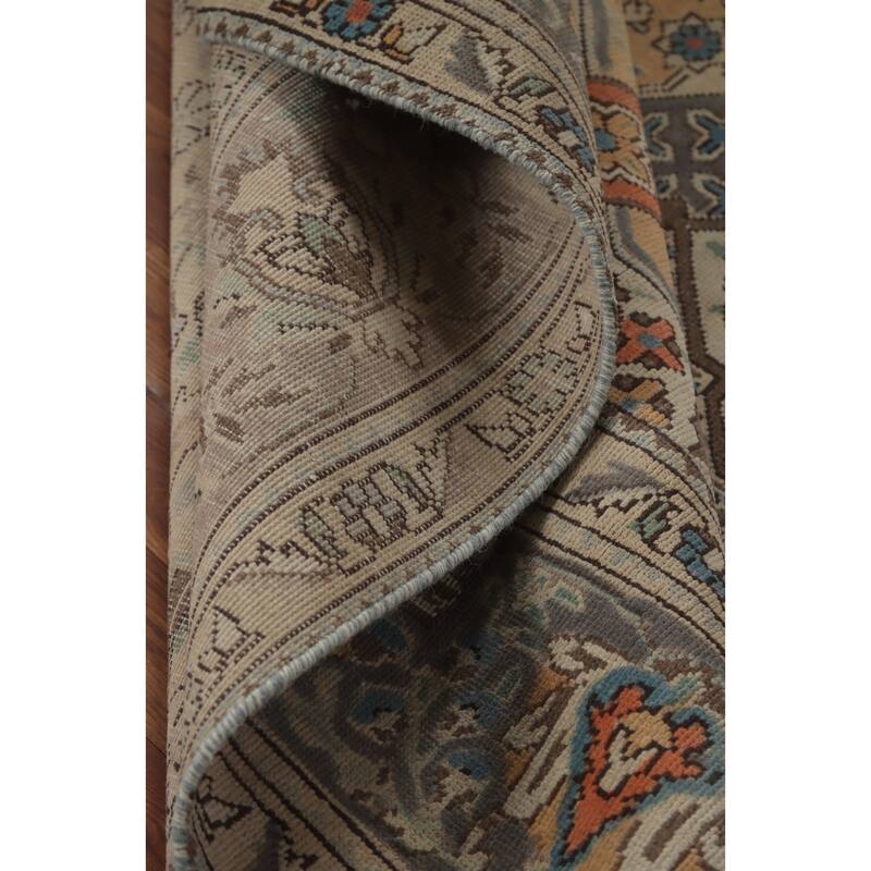 Geometric Pink Tabriz Persian Vintage Area Rug Handmade Wool Carpet - 7'6" x 11'5"