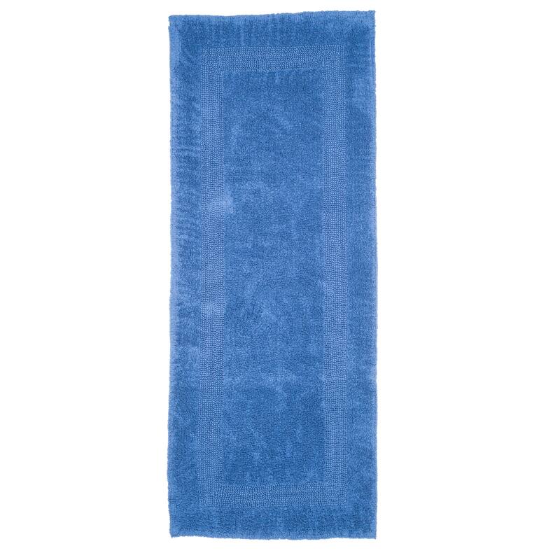 Cotton Bath Mat - Reversible 24x60-Inch-Long Bathroom Runner - Machine Washable Rug by Lavish Home (Blue)