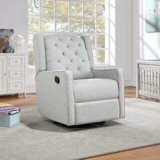 Tweed Glider Rocker Tufted Brushed Tweed Fabric Swivel Glider Manual Recliner with Soft ...