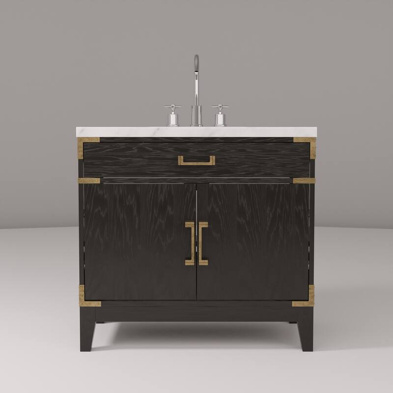 Laurel Bath Vanity Carrara Marble Top, Sink and Faucet