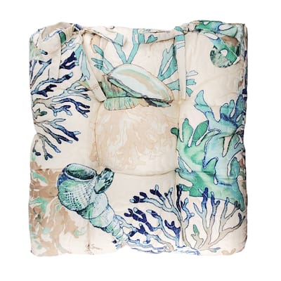 Greenland Home Fashions Atlantis Jade Coastal Triple Layered Chair Pad - 18 inches x 18 inches