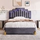 preview thumbnail 20 of 25, Full Size Velvet Upholstered Platform Bed with RGB Lights