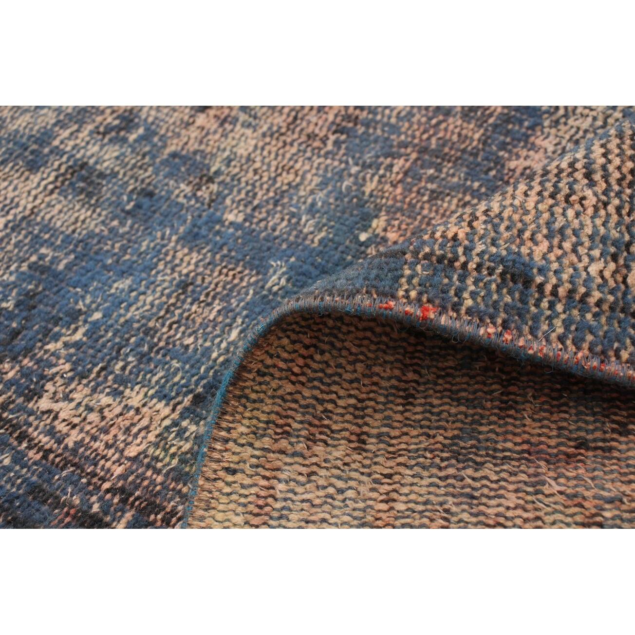 ECARPETGALLERY Handknotted Color Transition Dark Blue Wool Rug 6'1 x