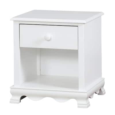 Nightstand with 1 Drawer and 1 Open Shelf, White