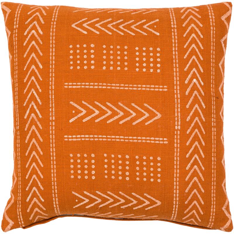 Kaiae Geometric Global Pattern Throw Pillow - 22"H x 22"W - Cover Only - Red Brown