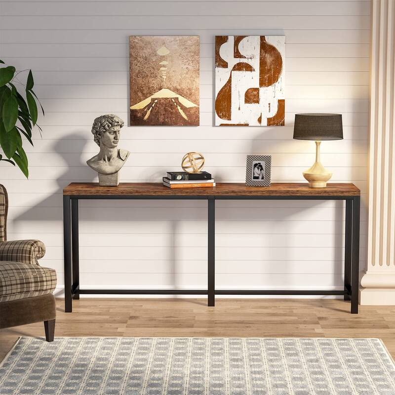 70.9 inch Narrow Long Sofa Table Behind Couch, Rustic Console Table Entryway Table
