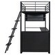preview thumbnail 22 of 22, Twin/Full Size Loft Bed with LED Light and Bulit-in Desk, Metal Gaming Loft Bedframe with 4 Storage Shelves and Ladder