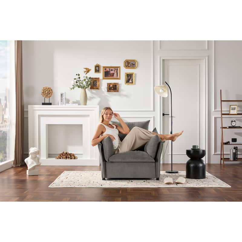 Modern Style Chenille Oversized Armchair Accent Chair Single Sofa Lounge Chair for Living Room, Bedroom - DARK GREY