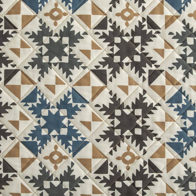Indigo Hill by HiEnd Accents Mosaic Western Bedding Reversible Geometric Print 3 Piece Quilt Set