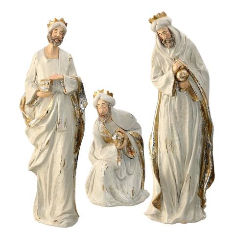 Set of 3 Champagne Gold Resin Three Kings Nativity Christmas Figures