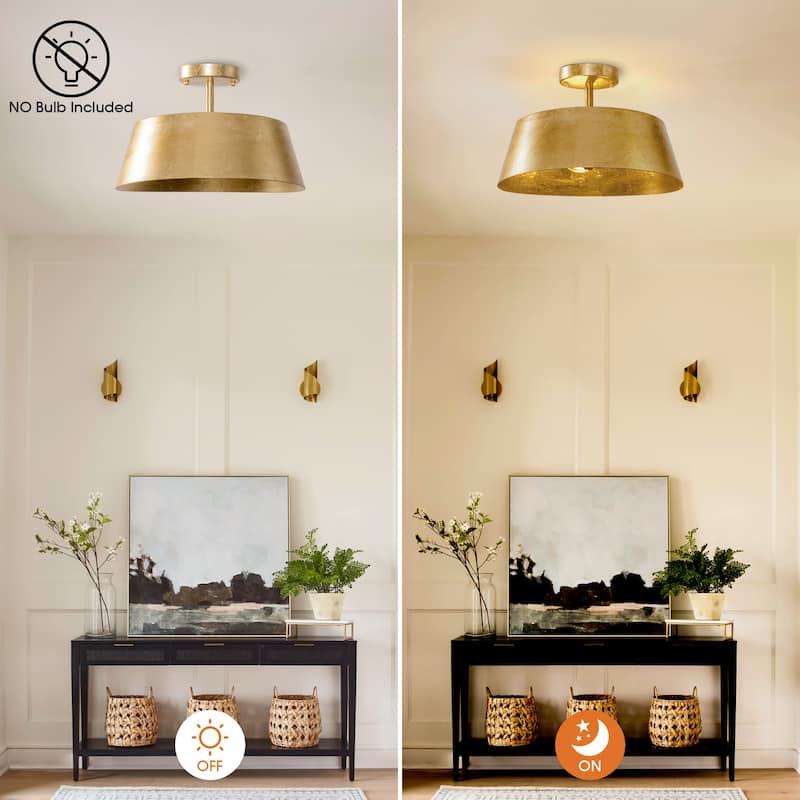 3-Light Vintage Dimmable Gold Modern Urban Drum Semi-Flush Ceiling Light