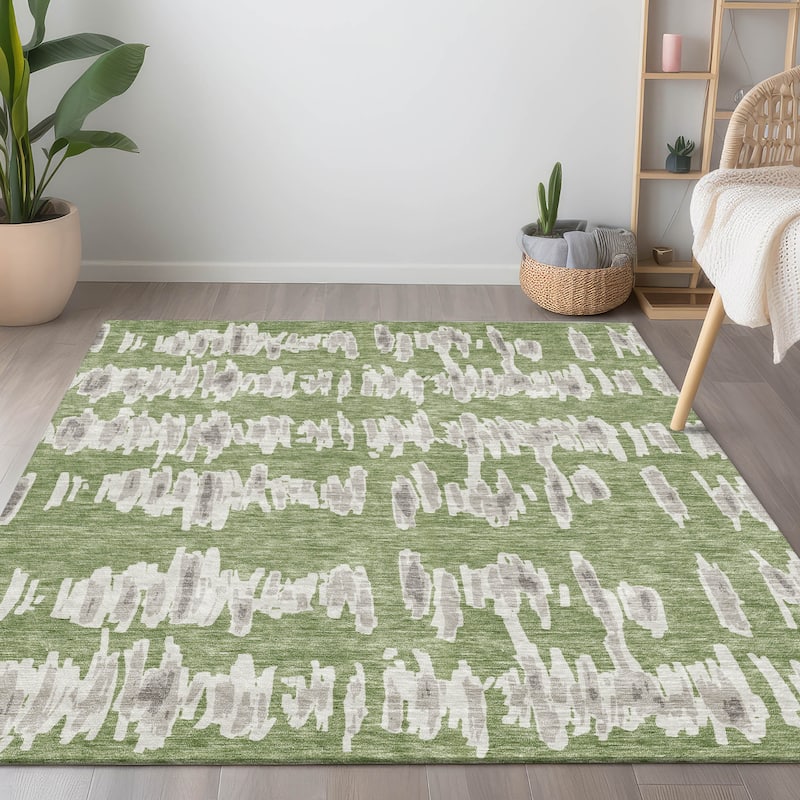 Machine Washable Indoor/ Outdoor Chantille Abstract Contemporary Rug