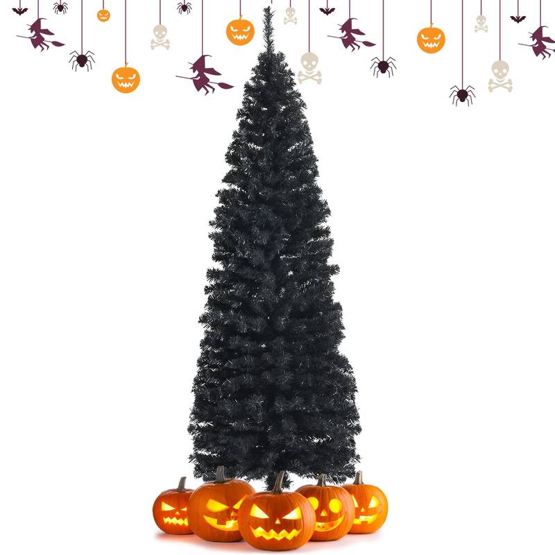 6 Feet Unlit Artificial Christmas Halloween Pencil Tree with Metal Stand - 6 Foot