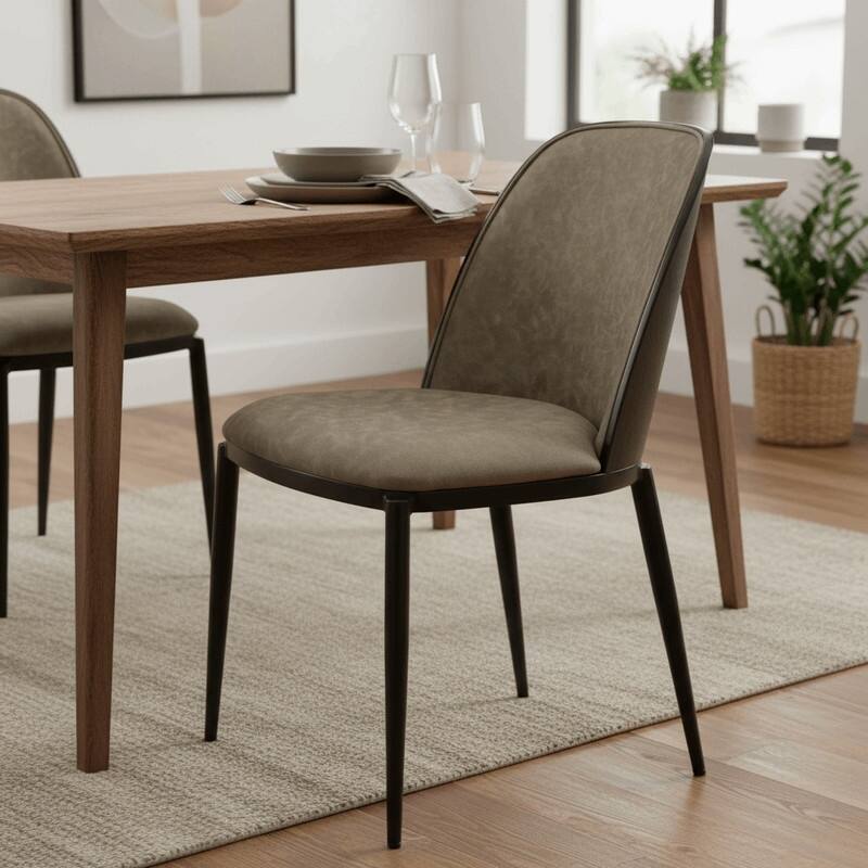 Tule Modern Velvet, Leather, or Suede Fabric Upholstered Dining Chair with Metal Legs for Home, Cafe, Restaurant (Set of 2)