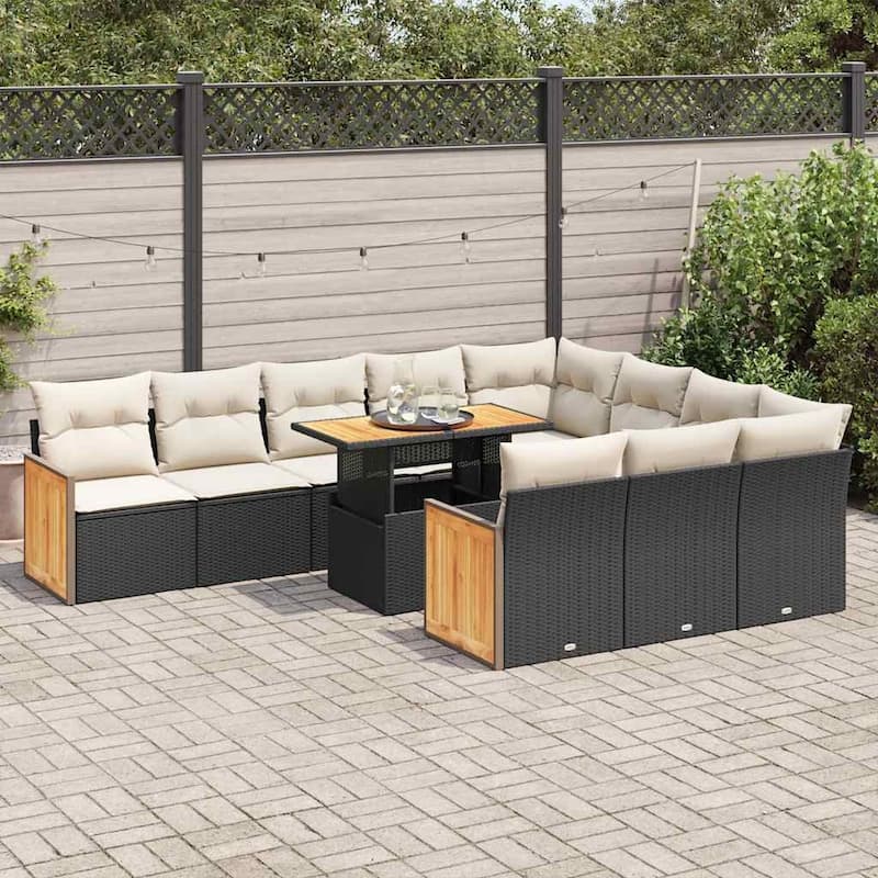 vidaXL Garden Sofa Set Black, Cream White - 21.7 x 39.4 x 28.7 in