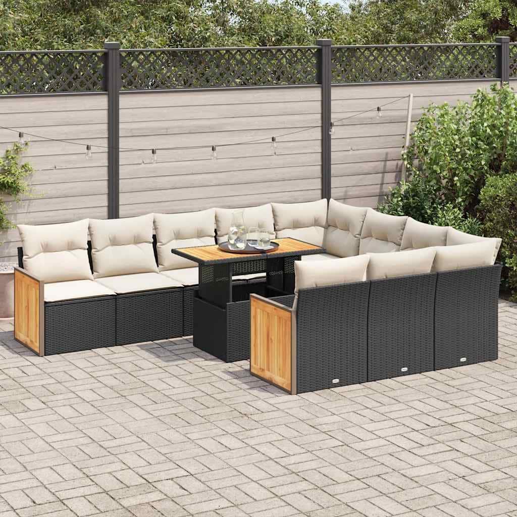 vidaXL Garden Sofa Set Black, Cream White - 21.7 x 39.4 x 28.7 in