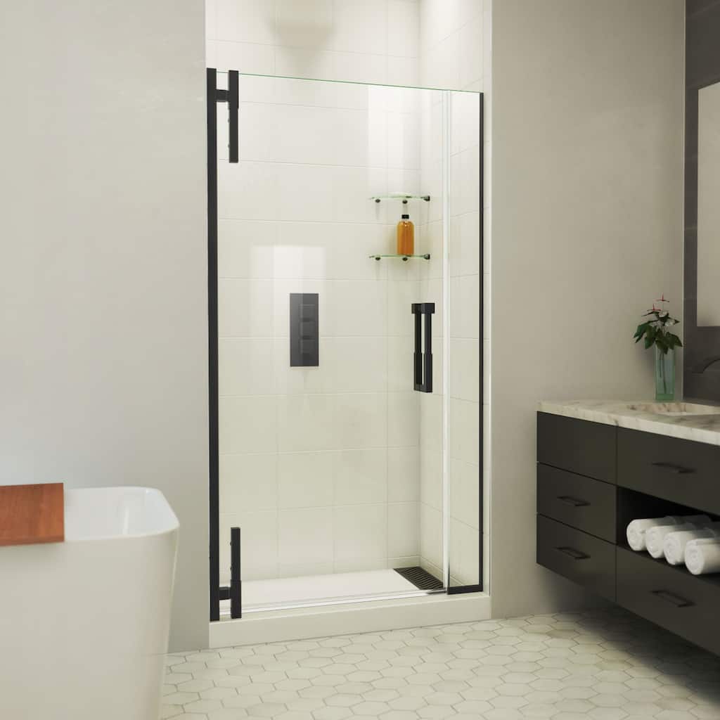 DreamLine Ascend 38-39 in. W x 72 in. H Frameless Pivot Shower Door in Satin Black