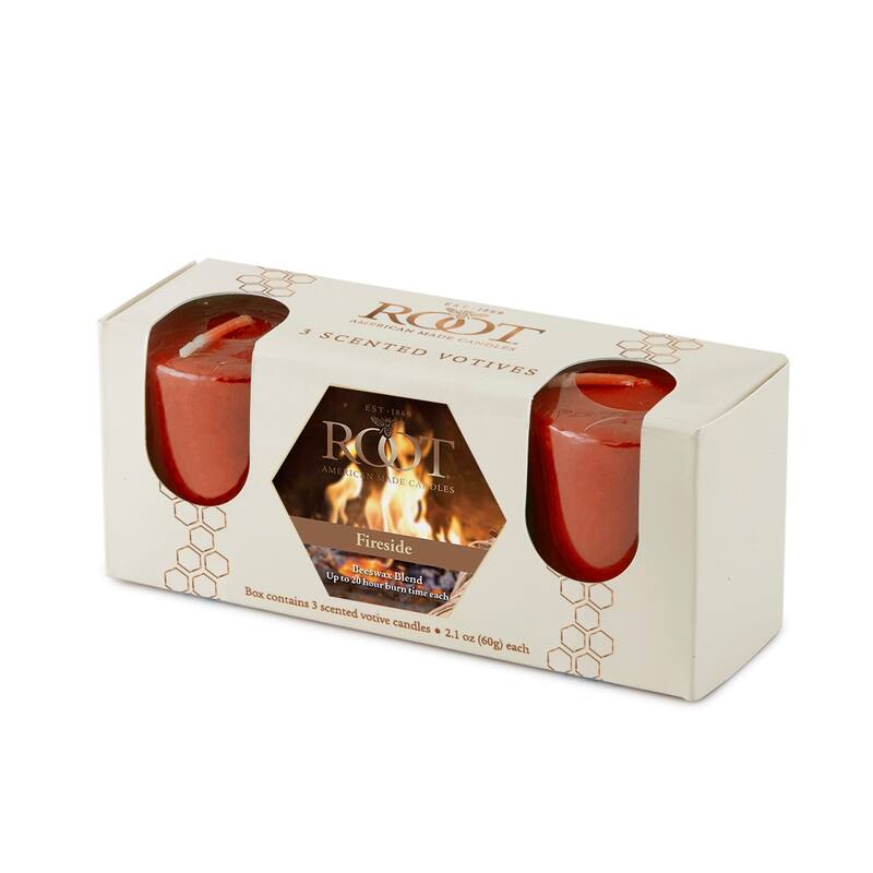 ROOT Candles Scented 20 Hr. Votive, Fireside, box of 3 ea.