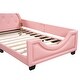 preview thumbnail 10 of 9, Classic Twin Size Pink Leather Upholstered Daybed w/ Ears Shaped Headboard Platform Bed Frame No Box Spring Needed,Easy Assembly
